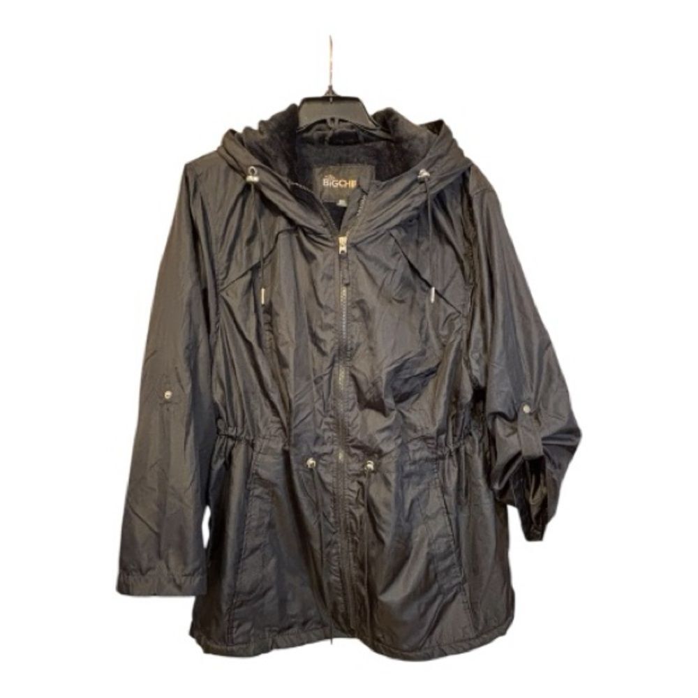 Big Chill black hoodie windbreaker fleece lined waist cinch Plus size 3XL jacket